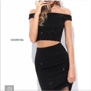 size 4 sherri hill 2 piece black dress!!
